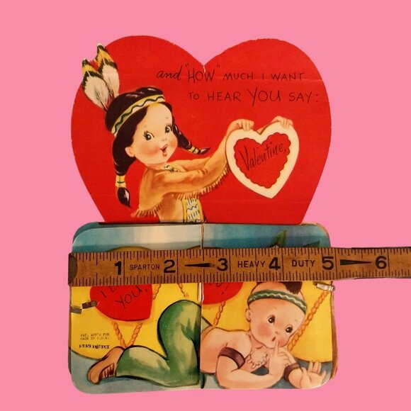 Vintage Valentine Honeycomb Card Standing Paper Puff Native American - Picture 7 of 7